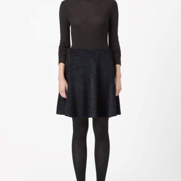 COS Dark Blue Textured Circle Skirt - Picture 1 of 7